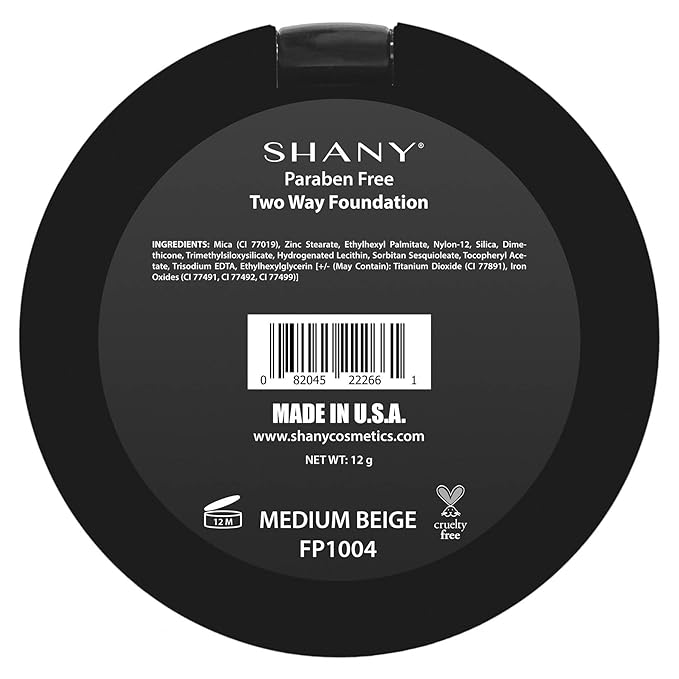 SHANY Two Way Foundation, Oil - Free, Talc Free, Wet/Dry - MEDIUM BEIGE