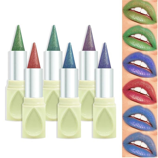 6 Colors 2 in 1 Gradient Lip Liner and Lipstick Lip Combo Set, Matte Red Green Blue Chameleon Lip Liner Creamy Lip Pencil Crayon, High Pigmented Long lasting Lipstick Makeup Gifts for Women