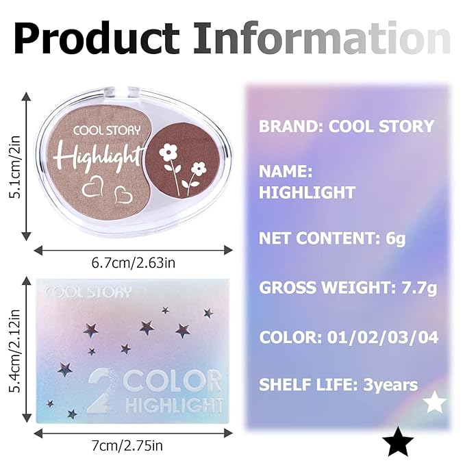 Face High Lighters Makeup Glitter Illuminator Pressed Powder Luminizers Eyeshadow Palette Powder for Face Body Cheek Skin 4#