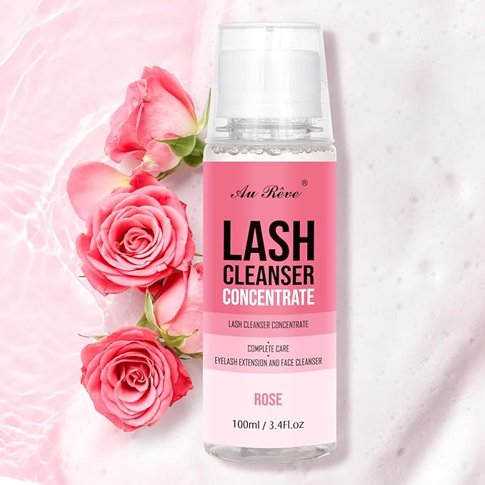 Lash Shampoo Concentrate 100 ml/3.4 fl.oz Lash Cleanser Concentrate Oil Free Eyelash Extension Shampoo for Salon Home Eyelash Care-Can Make 20 bottles of 60ml Lash Shampoo,Rose