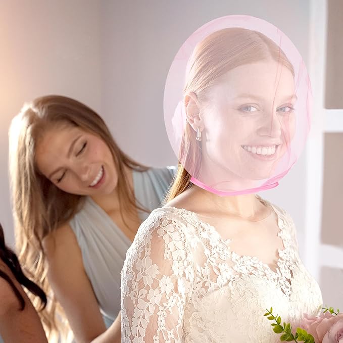 3 Pcs Makeup Protector Hood for Face, Polyester Chiffon Makeup Protector Hood Washable Zipper Closure Face Cover Reusable Make up Faces Cover for Women Beauty (Pink)