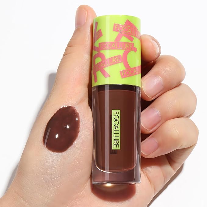 FOCALLURE Lip Oil - Moisturizing, Hydrating Lip Gloss with Non-Sticky, Long Lasting Glow - Tinted Balm for Dry Lips - Drip Coffee Flavored