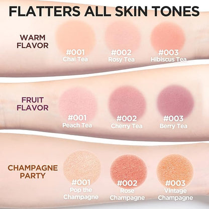 I'M MEME Blusher Palette - Afternoon Tea_Warm FLavor | Soft Pink, Peach, Lavender, 3 Shades Palette, Matte Powder, Face & Cheeks, For All Skin Tones, Powdery Finish, Lightweight Formula, 0.4 Oz