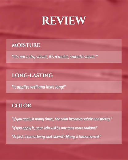 HEVVYMAKEUP Blurring Effect Lip Tint(Moody) - Airy Velvet Matte Lips - Vegan, Longwear, Vibrant, Buildable Creamy Soft Texture - Korean Lip Makeup, Dear Sorbet, 0.13 fl.oz.