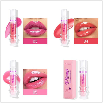 3 Colors Lip Plumping Booster, Spicy Lip Plumper Gloss Lip Plumping Oil, Ultra-Hydrating Nourishing Plump and Pout Lip Plumper, Glossy Finish Fuller Natural Lip Makeup Mother's Day Gift-03#04#05#