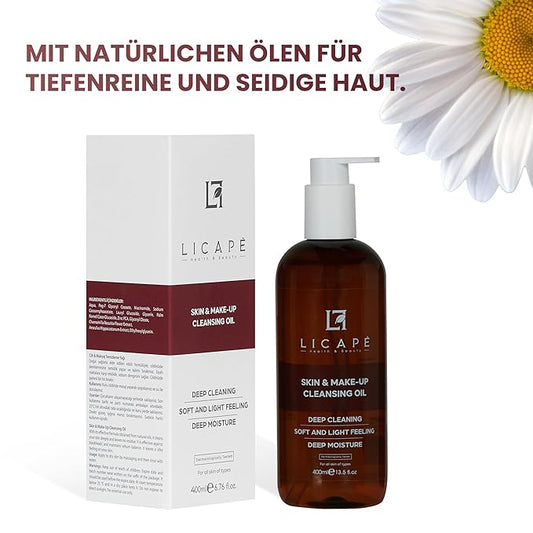 LICAPE® Skincare Duo – Dual-Phase Makeup Remover Oil 400ml & Micellar Pore Tightening Toner 200ml with Chamomile, Niacinamide & Horse Chestnut for Deep Cleansing, Oil Control & Balanced Skin