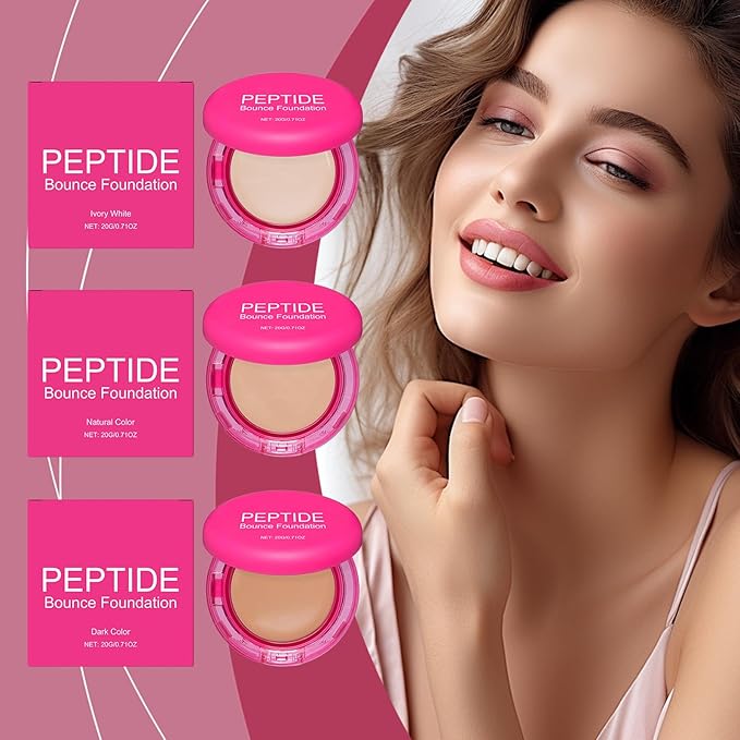 Peptide Bounce Foundation, Hydrating,The Moisturizing Concealer, Age-Defying Foundation, long-lasting, providing concealer, the skin and brightening the complexion(Ivory Color)