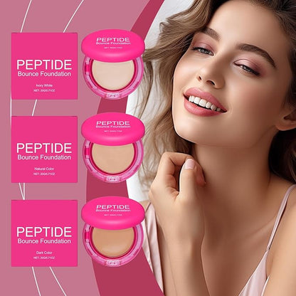 Peptide Bounce Foundation, Hydrating,The Moisturizing Concealer, Age-Defying Foundation, long-lasting, providing concealer, the skin and brightening the complexion(Ivory Color)