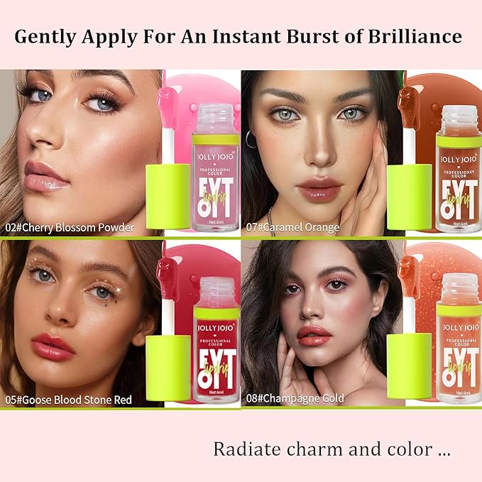 Lip Oil Pack- 5 Colors Tinted Lip Glow Oil Set Plumping Lip Oil Hydrating Transparent Moisturizing Lip Gloss Kit Gift for Girl Women Lip Makeup Care