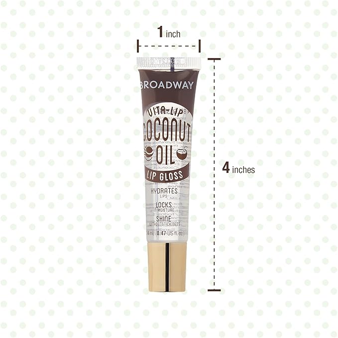 Ruby Kisses Broadway Vita-Lip Clear Lip Gloss (Coconut Oil 12 Pack), Ultra-Hydrating & Soothing Formula with Vitamin Oils, High-Shine Non-Sticky Finish, Healing Glossy Lip Balm Locks in Moisture