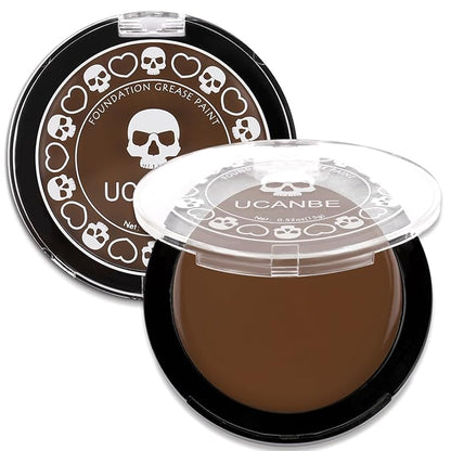 UCANBE Brown Face Body Paint Makeup Foundation, Non-Toxic Greasepaint for Kids & Adult, Waterproof Cream Face Painting Kit for Halloween Werewolf Leopard Camo Hunting SFX Make Up, Cosplay & Costumes
