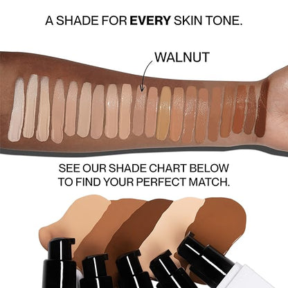 HIDE PREMIUM Liquid Foundation, Multi-Use Waterproof Foundation, Medium/Full Coverage Foundation, Shades for All Skin Types (See Shade Finder), Walnut, 1 fl oz