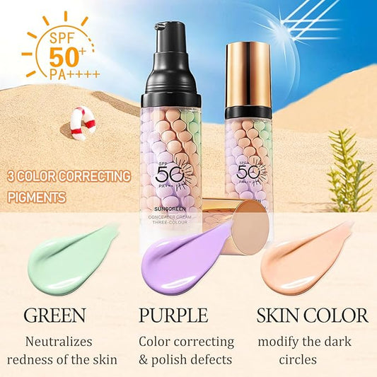 Primer for Face Before Makeup, SPF 50 Sunscreen Isolation Cream, One Step Color Correcting & Oil Control, Moisturizing, 3 In1 Color Corrector Primer Facial Serum, Radiance Skin
