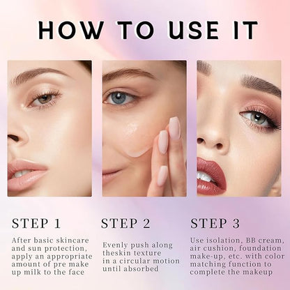 3 In 1 Primer for Face Before Makeup, Transparent Makeup Base Isolation Cream, One Step Moisturizing Face Primer, Blurs Imperfections Oil Control & Evens Skin Tone
