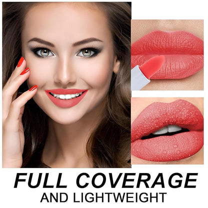 Matte Bullet Long Wear Lipstick - Vegan and Cruelty-Free - Smudge and Waterproof Matte Lipstick with Moisturizing Formula - All Day Comfort - (Spicy Coral #05)