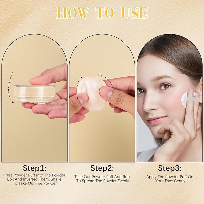 AlluraBeauty Blurring Powder,Blurring Setting Powder,Beauty Blurring Powder, Pink Setting Powder Makeup Waterproof,Pink Powder Loose Setting for All Skin Tones (White, A)