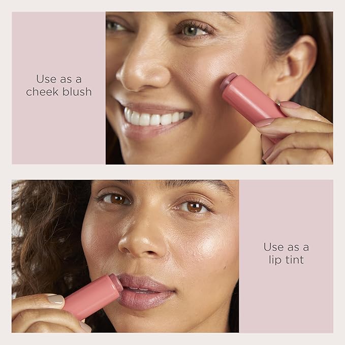 PÜR Silky Tint Creamy Multitasking Blush Stick with Peptides, Berry Best - Blush Stick with Natural, Healthy-Looking Glow & Ultra-Creamy Finish - Professional Makeup
