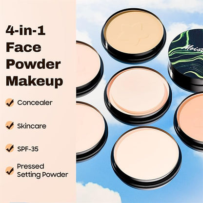 Mushroom Head Air Cushion CC Cream Strong Concealer, Moisturizing BB Cream Makeup Base Primer Even Skin Tone for All Skin Types, Face Makeup Cushion Foundation Long Lasting (Natural+Setting Powder)