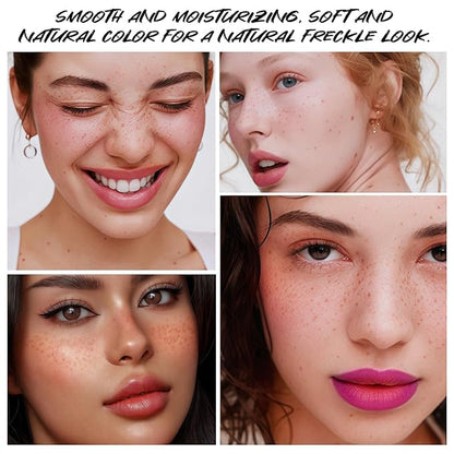 DAGEDA Freckle Blush Makeup Pen, 2 in 1 Light Brown Freckle Stamp Pink Blush, Waterproof,Quick-dry, Natural Lifelike Freckles for Natural Sunkissed Makeup with Face Puff 01