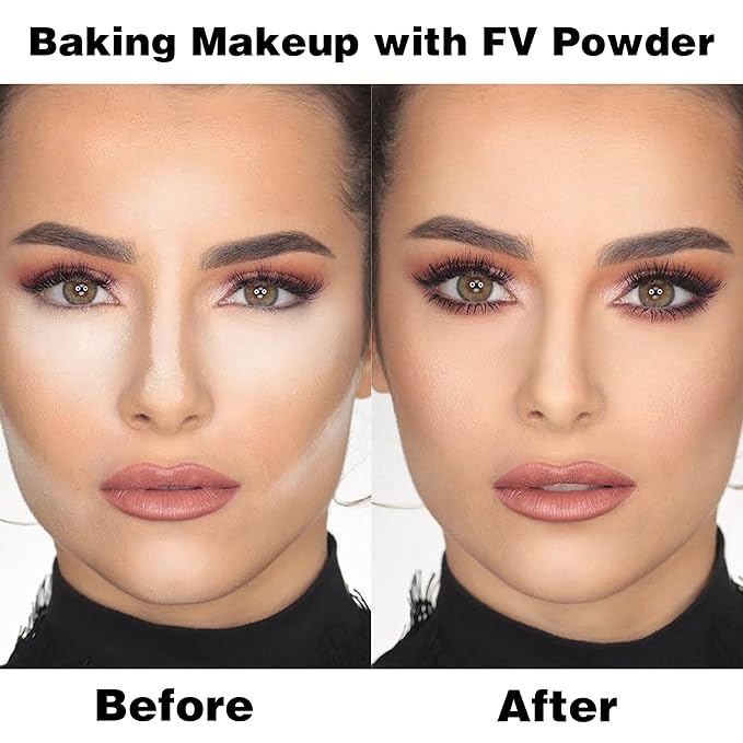 FV Baking Powder, Lightweight Loose Smooth Ivory Setting Powder Highlighter Poreless Longwearing Matte Waterproof Oil Absorb Makeup Powder for Setting with No Flashback 0.35oz(10g)