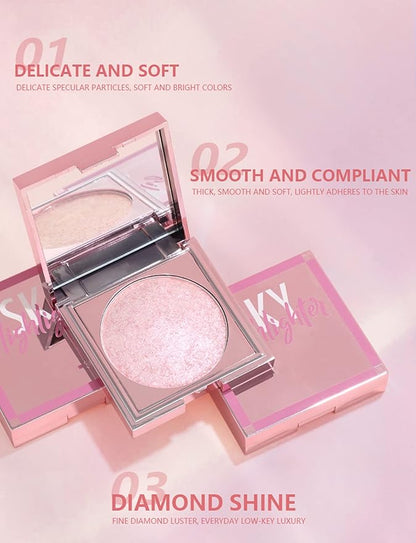 MAEPEOR Face Highlighter Palette 8 Colors Shimmer Glitter Pearl Highlighter Powder Sparkly Diamond Highlighting Palette for Face Cheek (07 Gold)