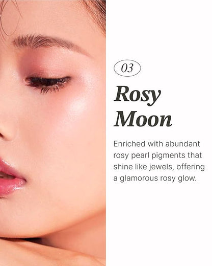 Glint Stick Highlighter (Rosy Moon, 0.24oz) - Multi-Use Illuminator Stick, Buildable & Blendable for Long-Lasting Natural Glow. Korean Makeup. Eyes, Cheeks, Nose, Lips.