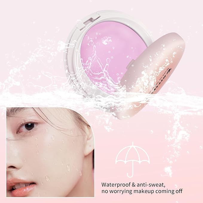 Jelly Pressed Setting Powder, Oil Control Face Pressed Powder for Makeup, Powder-free Makeup Setting Cream, Flawless Matte Long Lasting Finishing Lightweight Waterproof Face Cosmetics 0.24 Oz