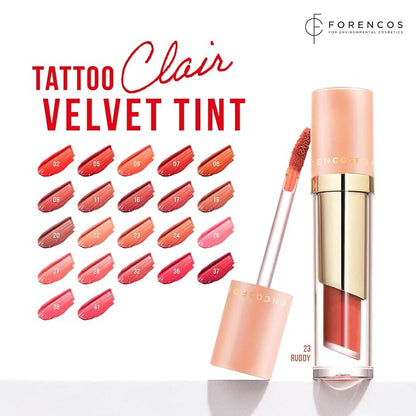 FORENCOS Long Lasting Waterproof Lip Stain Liquid Lipstick, Velvet Matte, Longwear, High Pigmentation, Tattoo Lips, Weightless, Smudge-proof, Non-Sticky, Korean Lip Tint Stain Makeup (23 Ruddy)