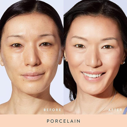 LAURA GELLER NEW YORK Baked Balance-n-Brighten Powder Foundation - Porcelain + Spackle Super-Size Skin Perfecting Makeup Primer - Ethereal Rose Glow + Retractable Airbrush Kabuki Brush