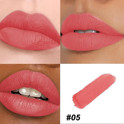 Matte Bullet Long Wear Lipstick - Vegan and Cruelty-Free - Smudge and Waterproof Matte Lipstick with Moisturizing Formula - All Day Comfort - (Spicy Coral #05)
