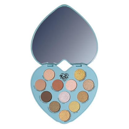 KimChi Chic Spinning Hearts Love Eyeshadow & Pigment Palette - 12 Shades for Soft Glam to Bold Looks, Long Lasting, Blendable, Cruelty Free, Partner in Crime 0.3 oz