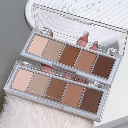 5-Color Matte eyeshadow Palette,Shimmer eyeshadow,Cool-Toned Nude Taupe Shades, Velvety Natural Look Day to Night, Hypoallergenic & Long-Lasting Makeup(#02, 1 Count (Pack of 1))