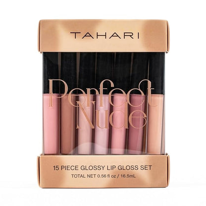 VOTUM Tahari 15-Piece Matte Lip Gloss Set – Nude Shades Lip Gloss Pack for Women & Girls, Long-Lasting, Hydrating Lip Color Collection with Rich, Versatile Tones