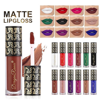 Halloween Dark Matte Liquid Lipstick for Women, Long Lasting Waterproof Lip Gloss, Face Body Painting, Vivid Vampire Lip Stain for Masquerade, Party Goth Makeup, Cosplay (#06 Black)