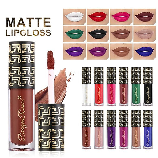 Halloween Dark Matte Liquid Lipstick for Women, Long Lasting Waterproof Lip Gloss, Face Body Painting, Vivid Vampire Lip Stain for Masquerade, Party Goth Makeup, Cosplay (#06 Black)