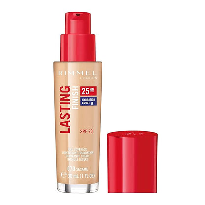 Rimmel Lasting Finish 25HR Foundation, 070 Sesame (Pack of 2)