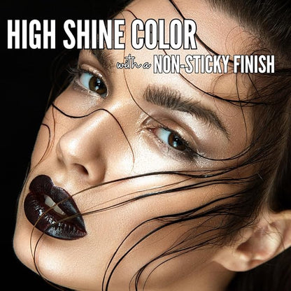 Mynena Black High Shine Stay Glossy Lip Gloss | Non-Sticky Lightweight Hydrating Formula | Vegan Cruelty-Free Paraben-Free | Lipstick Topper & Moisturizing Gloss | Blake