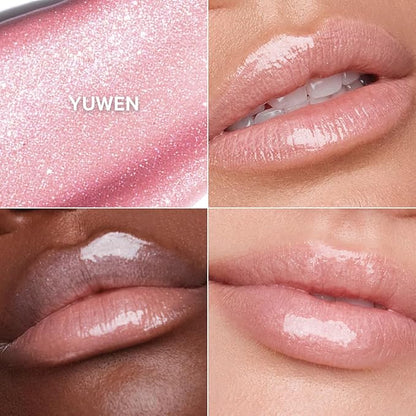 Kevyn Aucoin Celestial Lip Gloss, Yuwen (iridescent soft pink): Light reflecting shine & sheer. Precision makeup artist applicator. Hydrating, non-stick formula. Multi-dimensional 3D plumping effect.