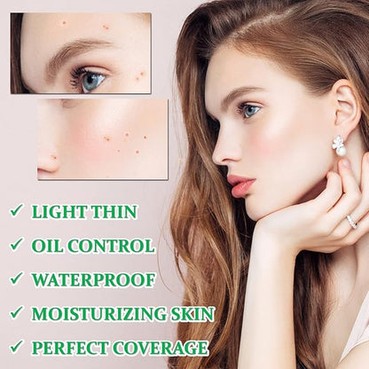 1PCS Mushroom Head Air Cushion CC Cream,CAHIUYOA BB Cream Foundation Full Coverage Concealer Long Lasting Liquid Matte Makeup Foundation with Mushroom Makeup Sponge-Ivory