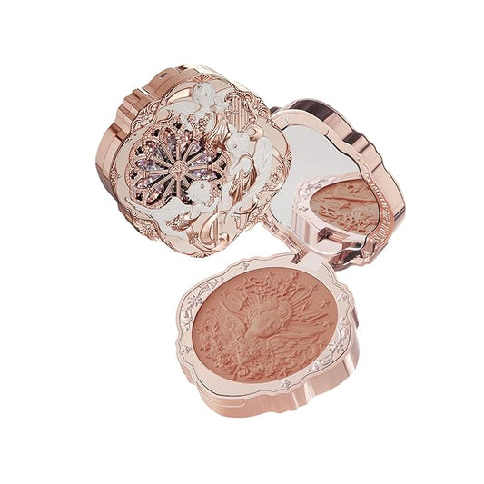 Flower Knows Little Angel Cream Blush 05 Fingertip Stellar+Butterfly Cloud Collar Angled Powder Brush Pearly Moonlight