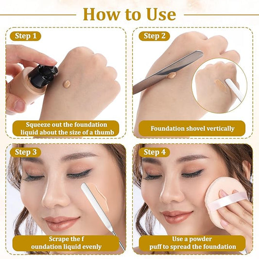 3 Pcs Makeup Spatula Foundation Spatula, Stainless Steel Facial Beauty Spatulas, Double Edged Tiny Makeup Palette Mixer Cosmetic Mixing Tool for Even Application Foundation