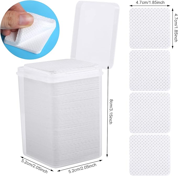 200 Pieces Nail Cotton Pads,1 Pull-Down Pump Dispenser Bottle, Super Absorbent Soft Non-Woven Eyelash Glue Wipes, Nail Polish dehumidifier for Eyelash Extension Products and Nail Oil Bottle (White)