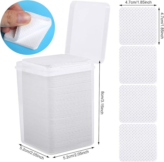 200 Pieces Nail Cotton Pads,1 Pull-Down Pump Dispenser Bottle, Super Absorbent Soft Non-Woven Eyelash Glue Wipes, Nail Polish dehumidifier for Eyelash Extension Products and Nail Oil Bottle (White)