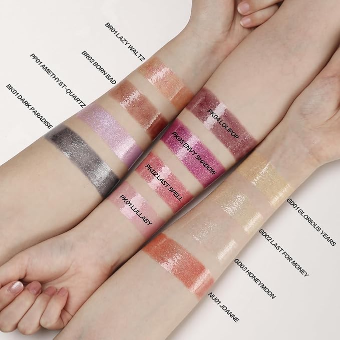 FOCALLURE High Shine Glitter Lip Gloss,Hydrates and Soothes Lips for a Gorgeous,Delivers a Non-sticky Glossy finish,Long-lasting Shine & Fuller-looking Lip Makeup,PP01 AMETHYST-QUARTZ