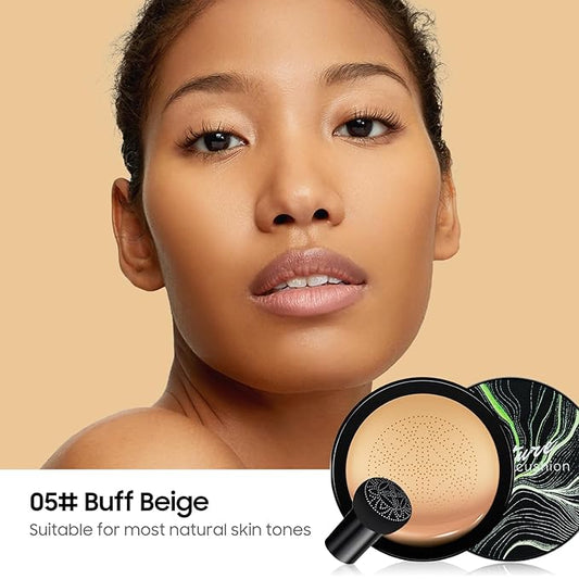 Mushroom Head Air Cushion CC Cream - Moisturizing BB Creams Foundation, Long-Lasting Waterproof New Air Cushion CC Cream Concealer for Even Skin Tone (Buff Beige, 1 PCS)