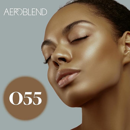 AEROBLEND Airbrush Foundation Makeup (O55) Professional, Water-Based, Buildable, Long-wearing, For all skin types, 1 oz