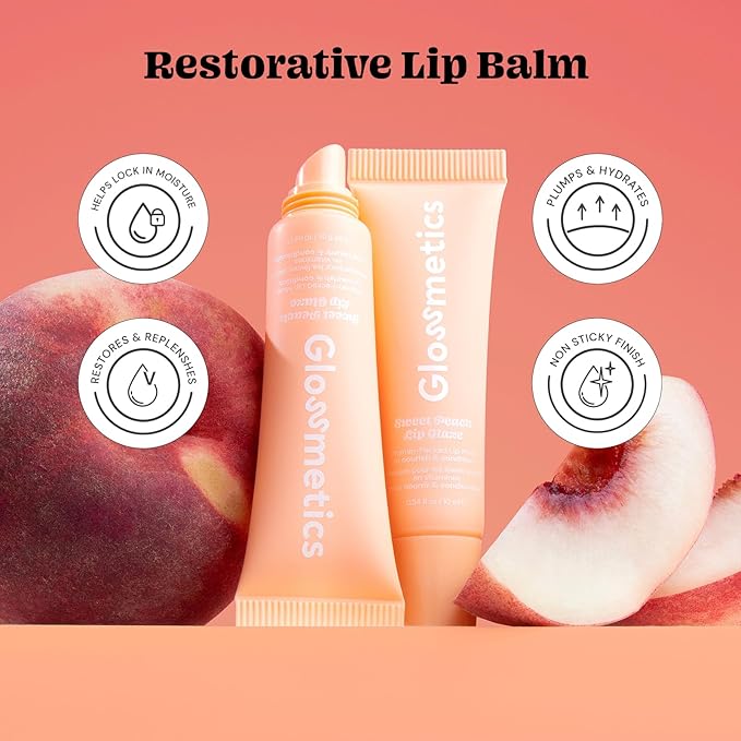 Glossmetics Sweet Peach Lip Glaze - Overnight Lip Mask for Dry Lips. Fruit Butter Lip Mask, Hydrating and Moisturizing Lip Balm for Soft, Smooth Lips. Peach, 10ml