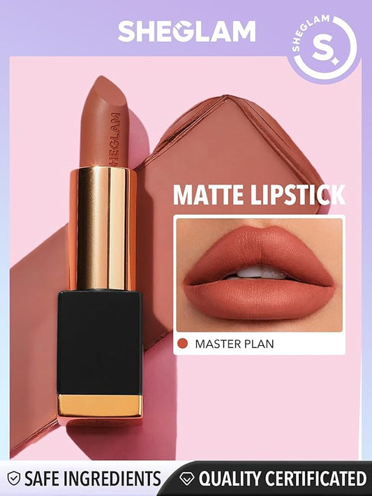 SHEGLAM Matte Allure Lipstick 20 Colors High Pigment Velvety Soft Long Lasting Lipstick - Master Plan