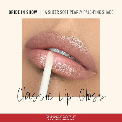 Runway Rogue Classic Lip Gloss, Pale Pearly-Pink Ultra-Sheer Hydrating Lip Gloss, ‘Bride in Show’