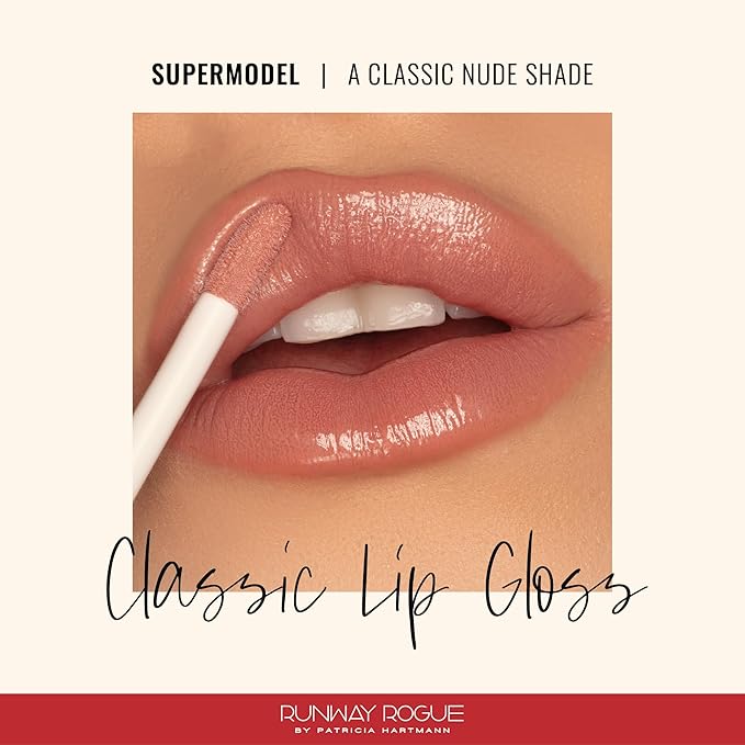 Runway Rogue Classic Lip Gloss, Nude Medium-Sheer Hydrating Lip Gloss, ‘Supermodel’